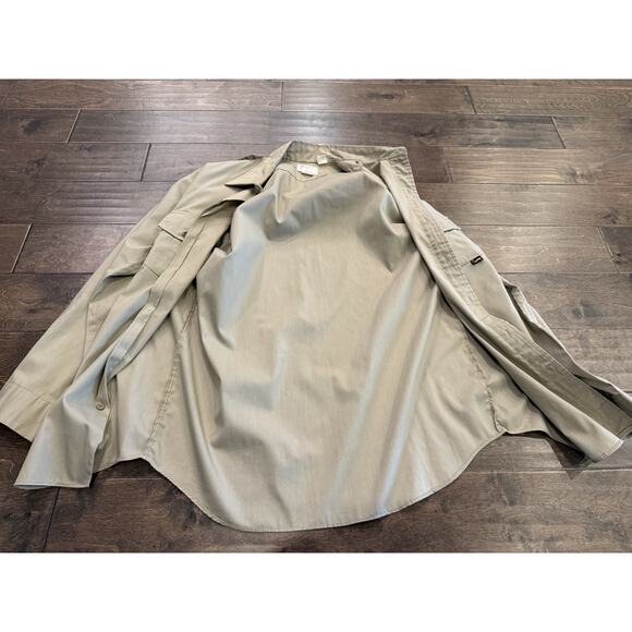 Vintage Duxbak Mens Tan Long Sleeve Fishing Embroidered Fly Fishing Shirt Size L - Picture 5 of 9